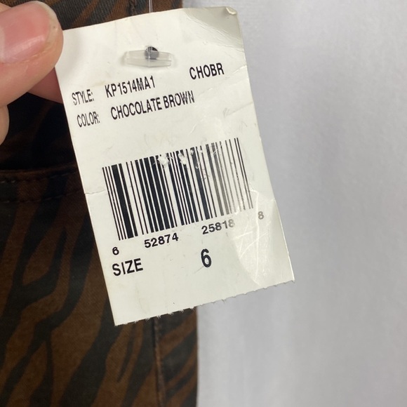 KUT from the Kloth Mia High Rise Fab Ab Toothpick Skinny Chocolate Brown Tiger - Picture 5 of 16